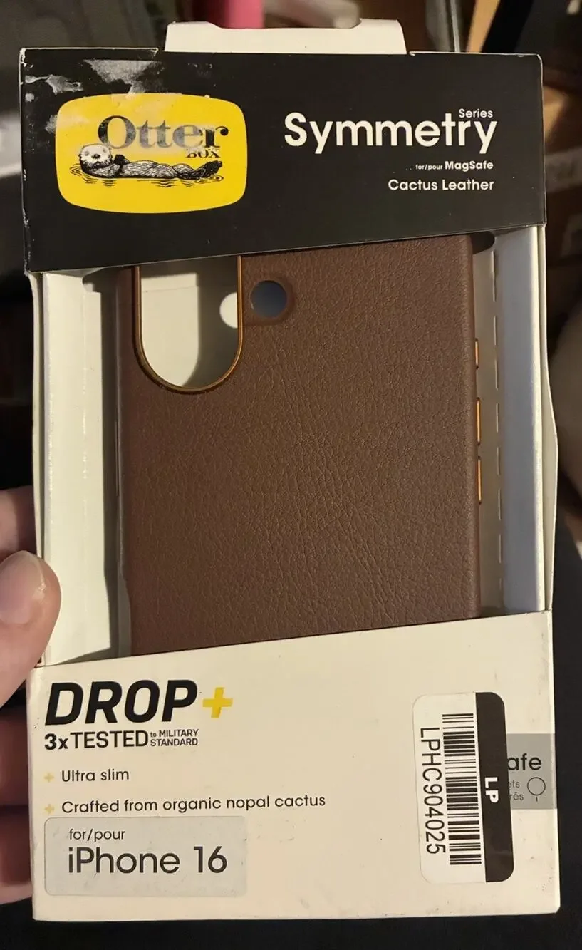 OtterBox Symmetry Series MagSafe Cactus Leather Ultra Slim Case iPhone 16 Brown